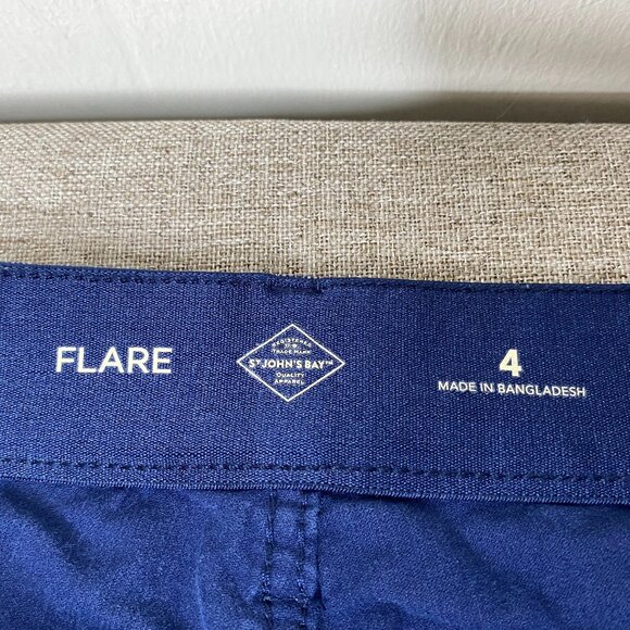 St. John's Bay Corduroy Flare Jeans Women's 4 Mid Rise Blue Casual Pants - Picture 5 of 12